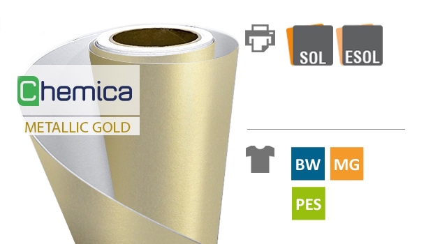 Chemica METALPRINT gold 1782, 85µ, gold matt, D: 0.48 x 1 m, printable PU-flexible film